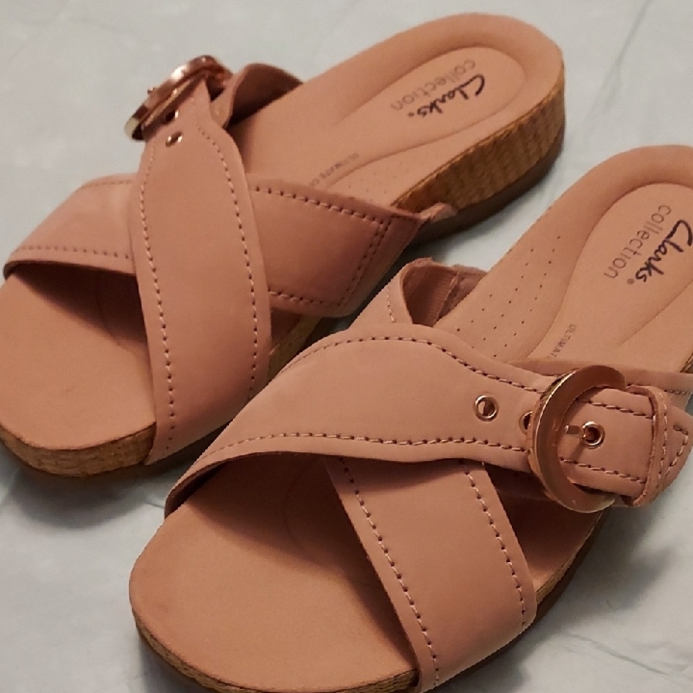 Clarks Pink Sandals Minimalist Design